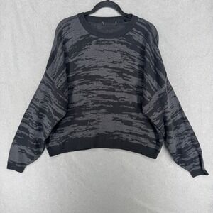 prAna Sun Fall‎ Sweater Womens Size XL Black Gray Cropped Organic Cotton Cozy